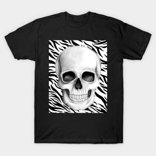 Skull (On Zebra Print Background) T-Shirt